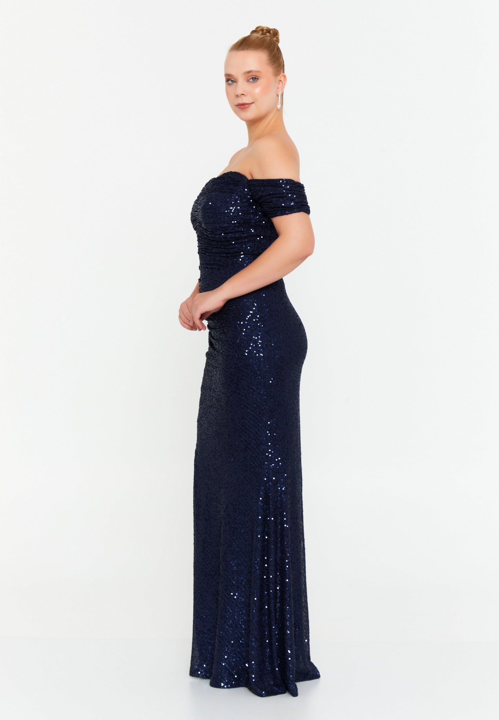 Rochia Navy / Bleumarin cu piete Afina