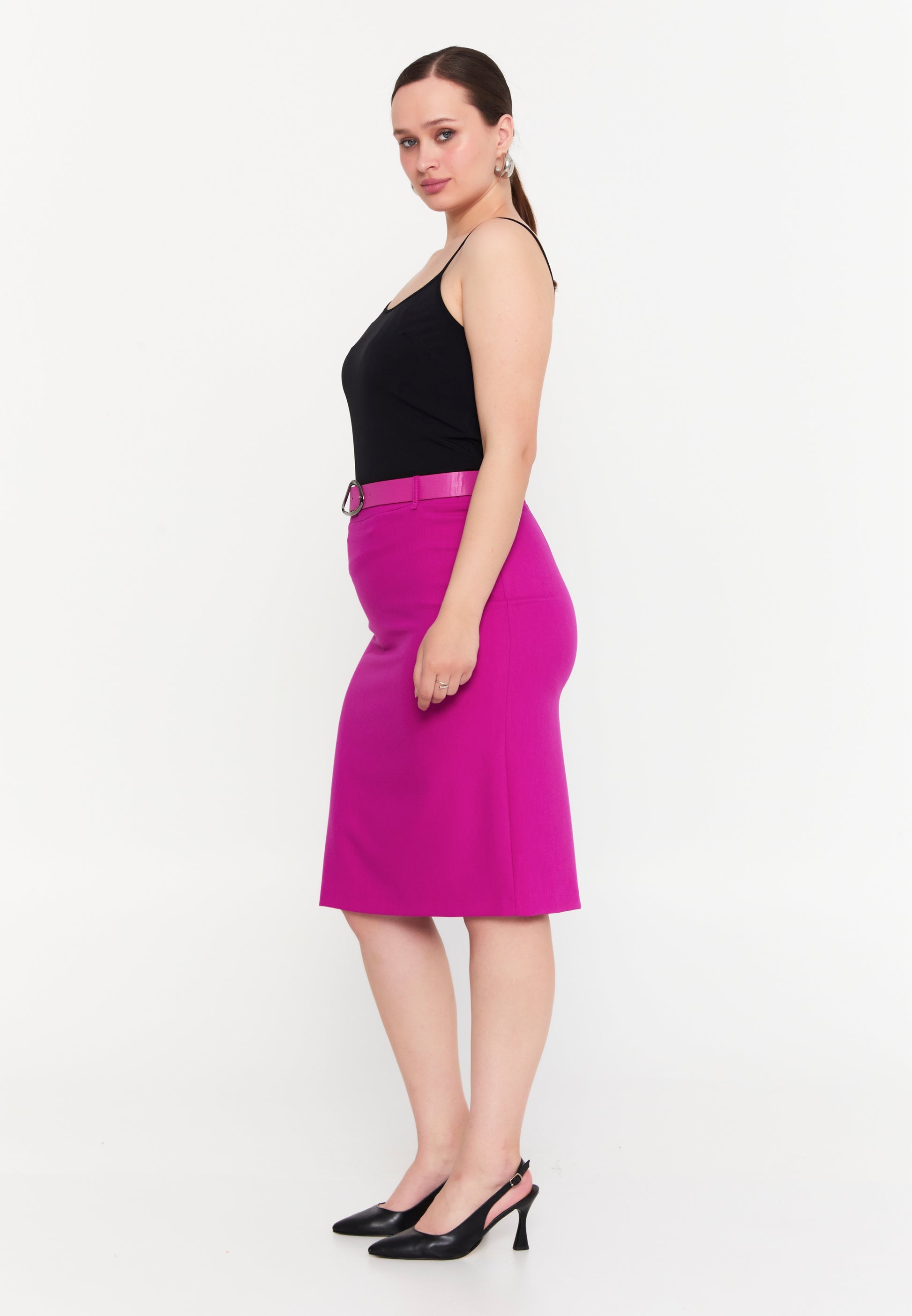 Fusta midi Fuchsia Amora