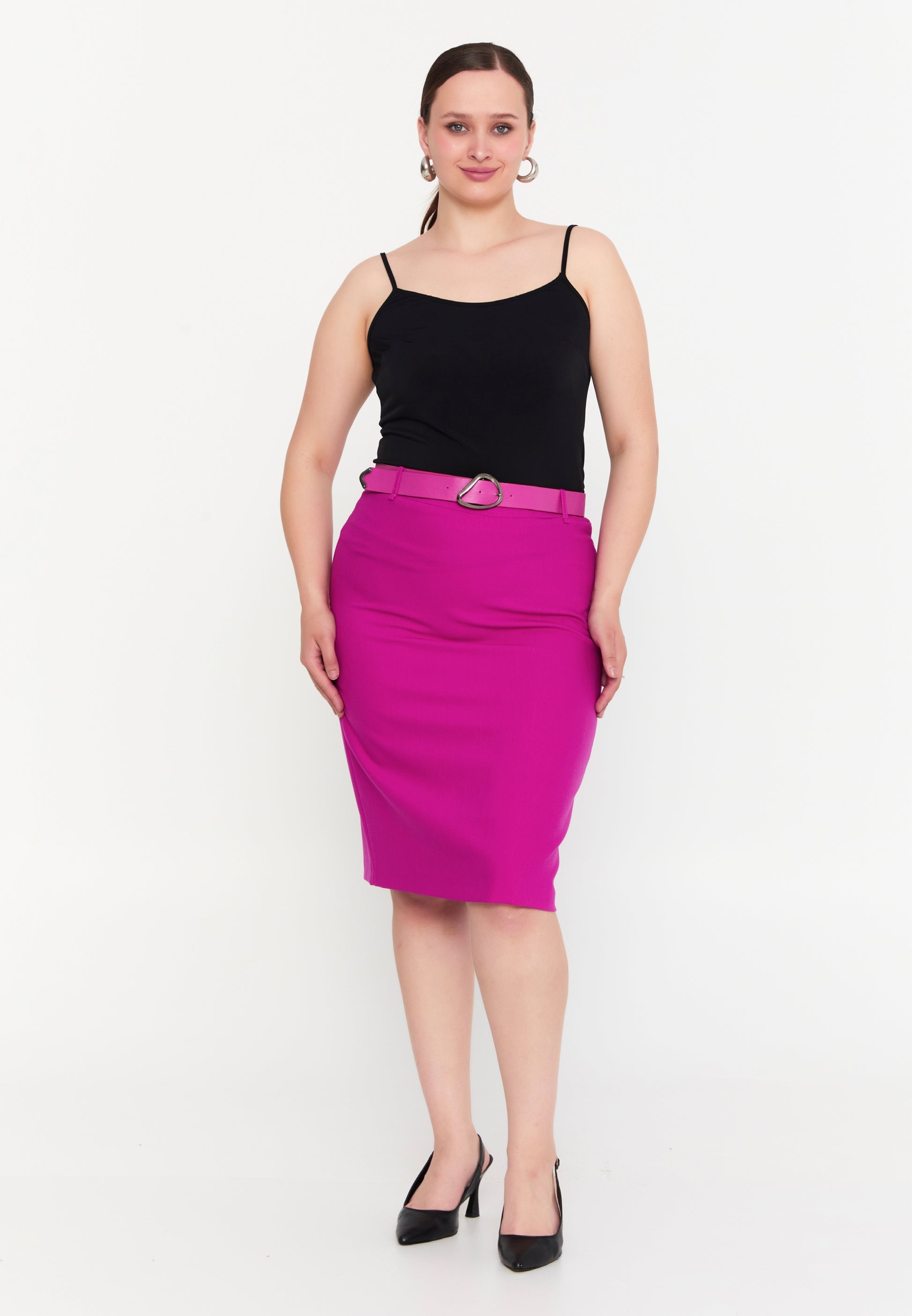 Fusta midi Fuchsia Amora