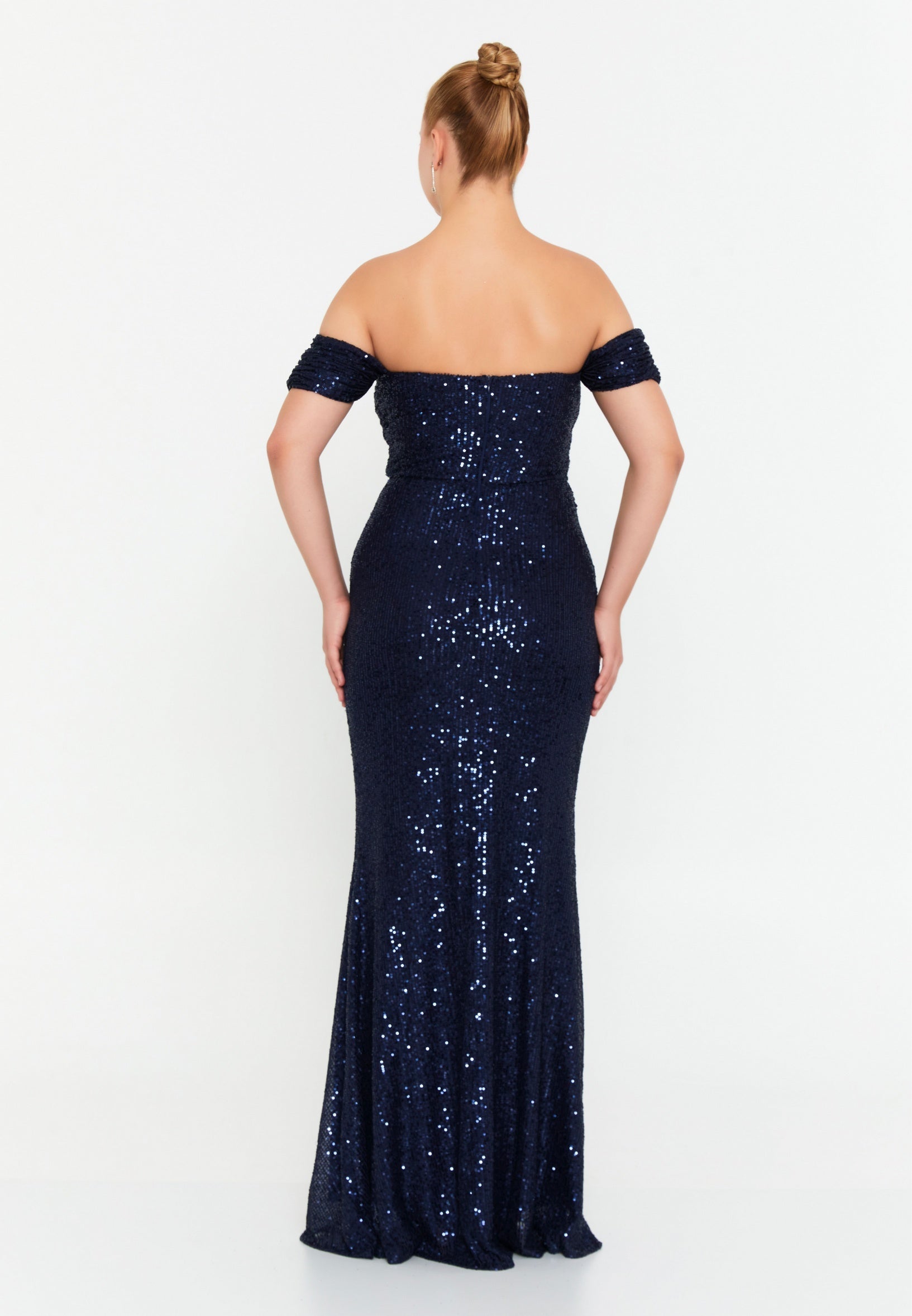 Rochia Navy / Bleumarin cu piete Afina