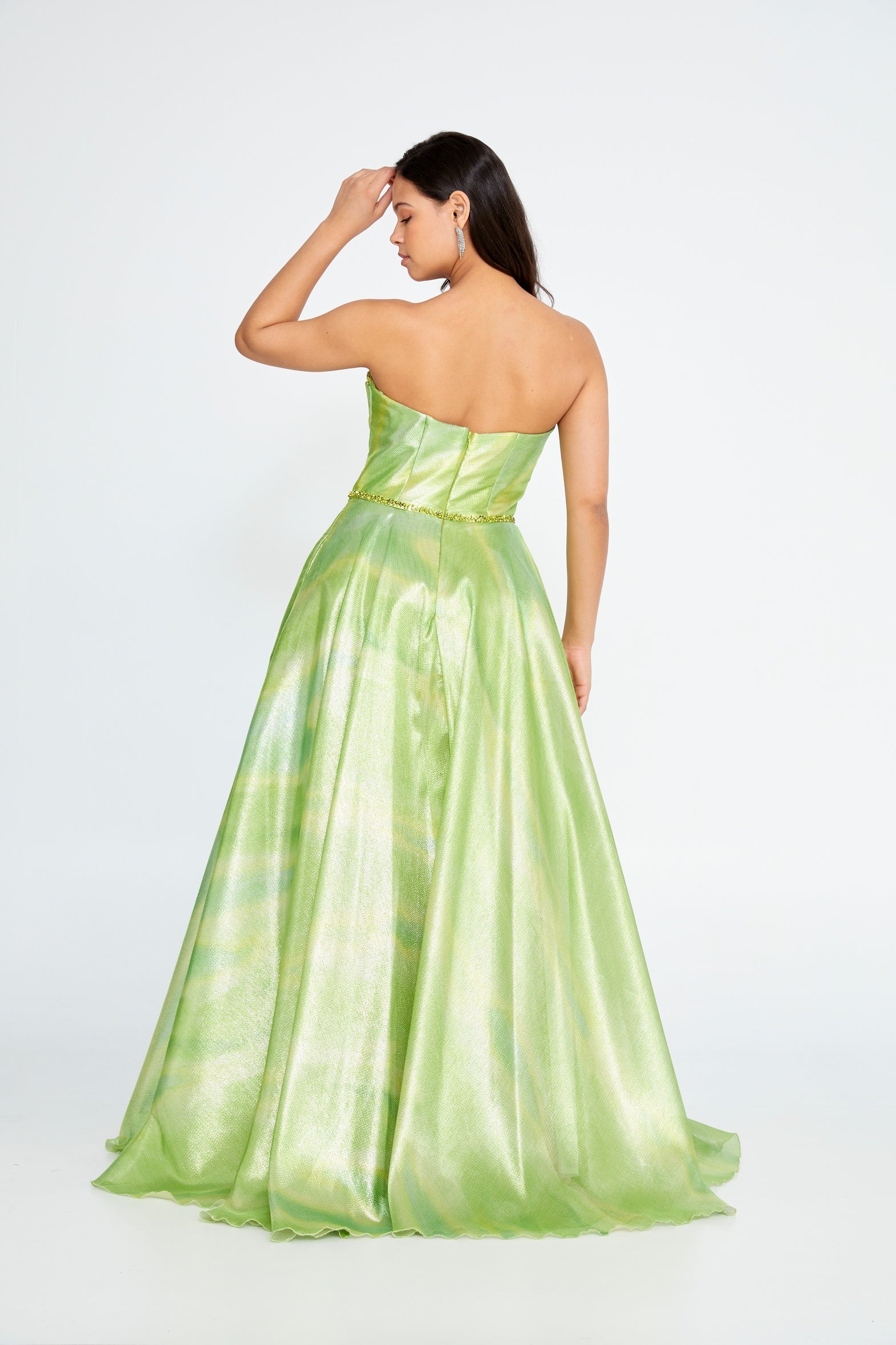 Rochie de seara eleganta, verde iridescent model unic Tina