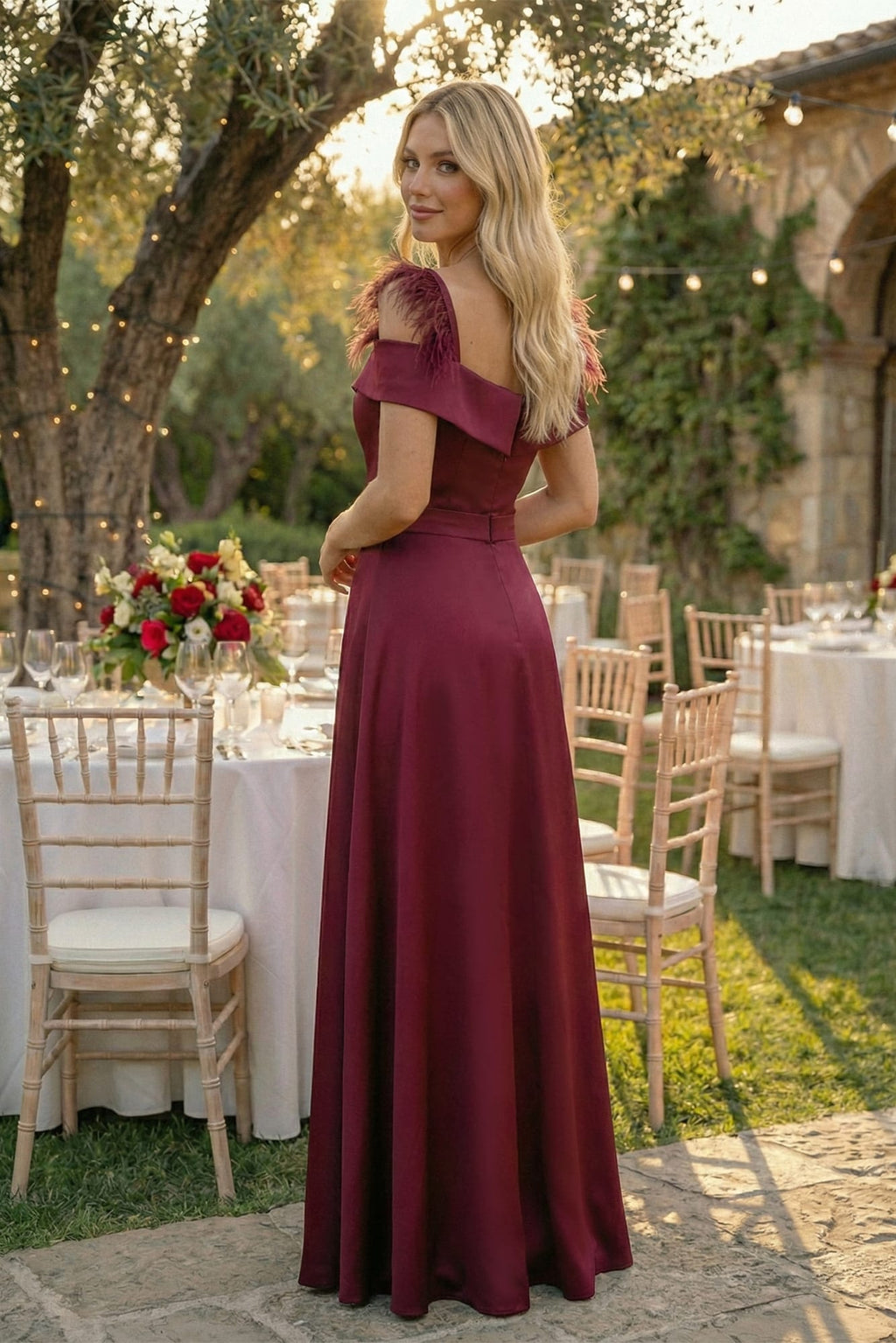 Rochie eleganta burgundy maxi Zela