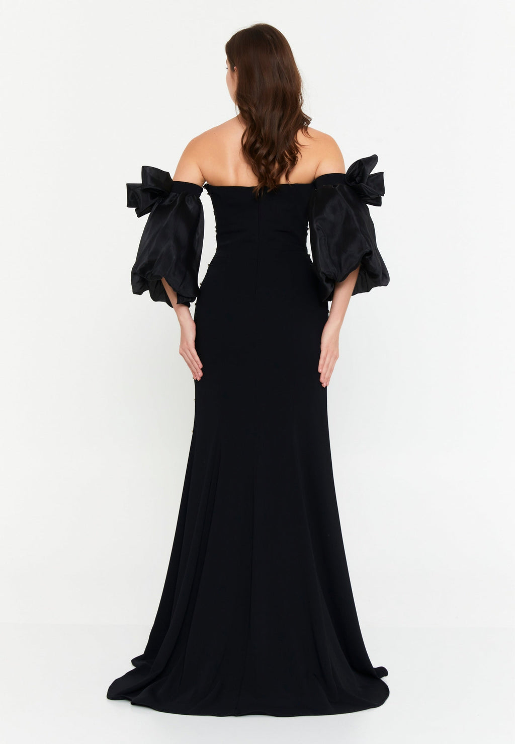 Rochie de seara eleganta neagra cu maneci bufante Wendy