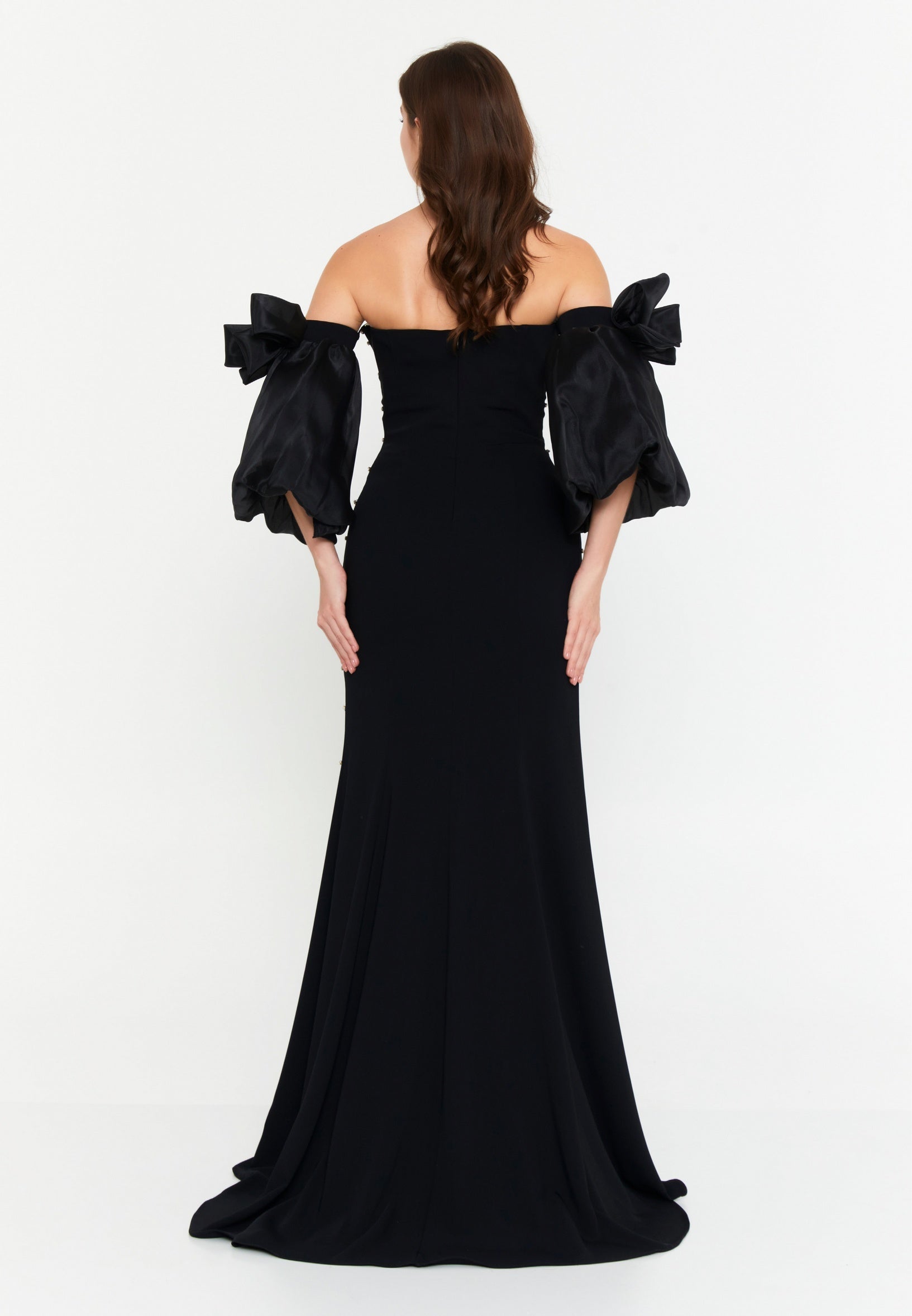 Rochie de seara eleganta neagra cu maneci bufante Wendy