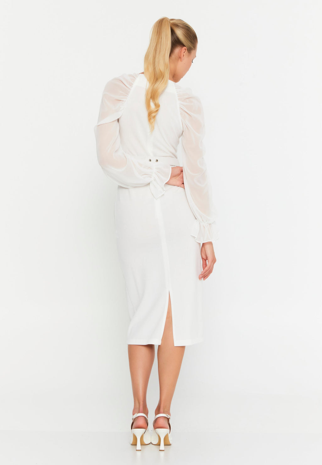 Rochie midi alba Paula