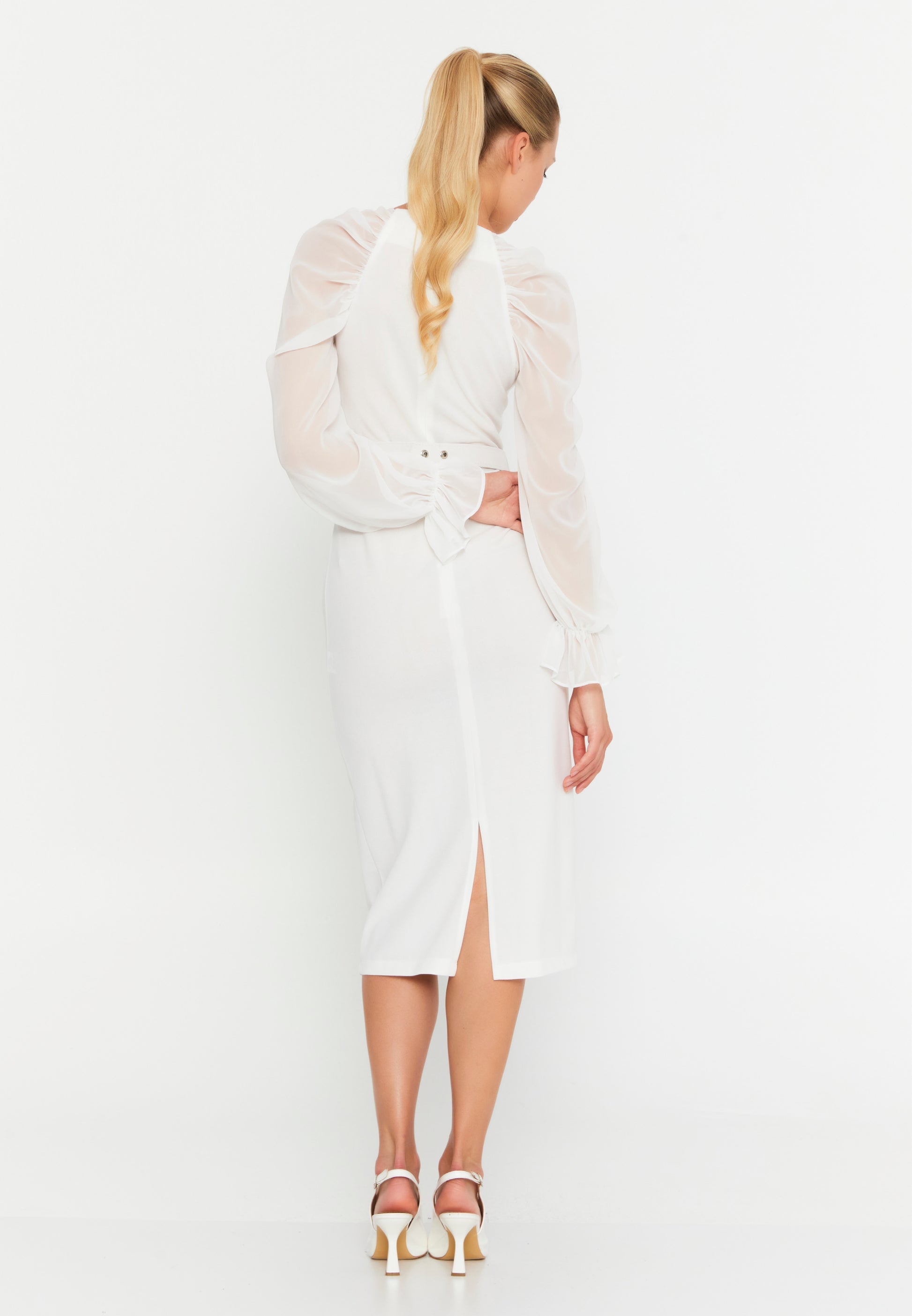 Rochie midi alba Paula