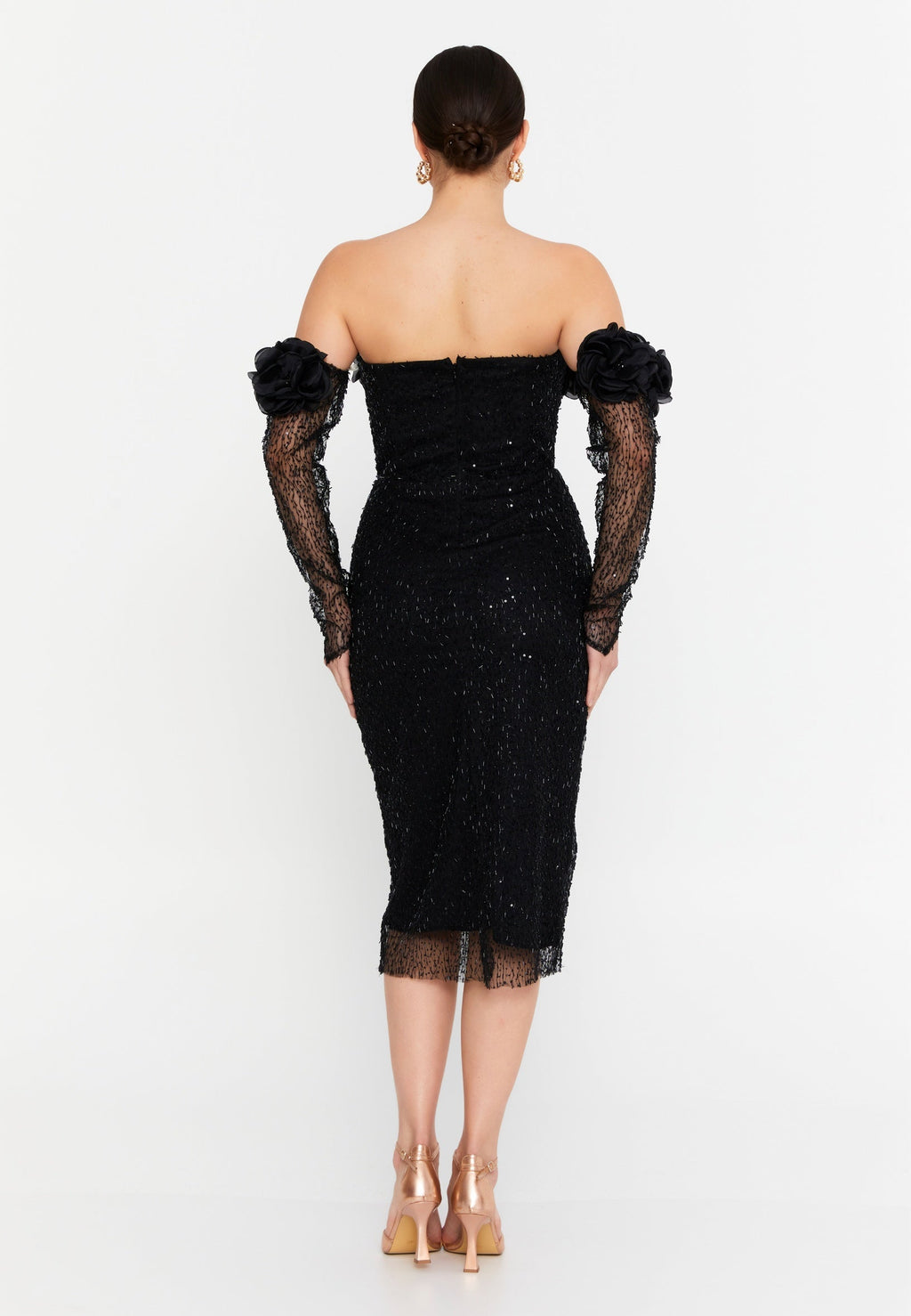 Rochie tip bijuterie cu flori 3D Nessa