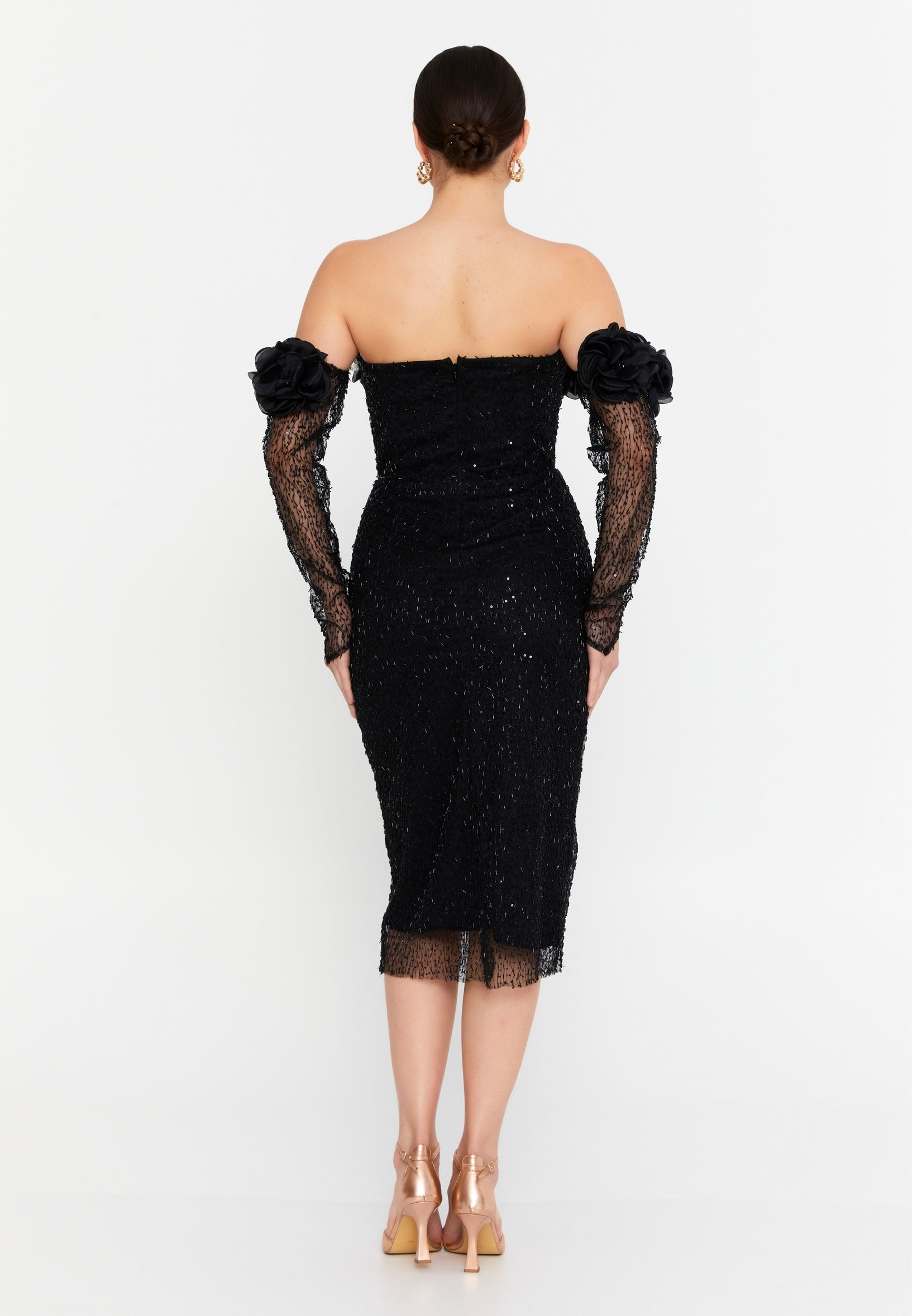 Rochie tip bijuterie cu flori 3D Nessa