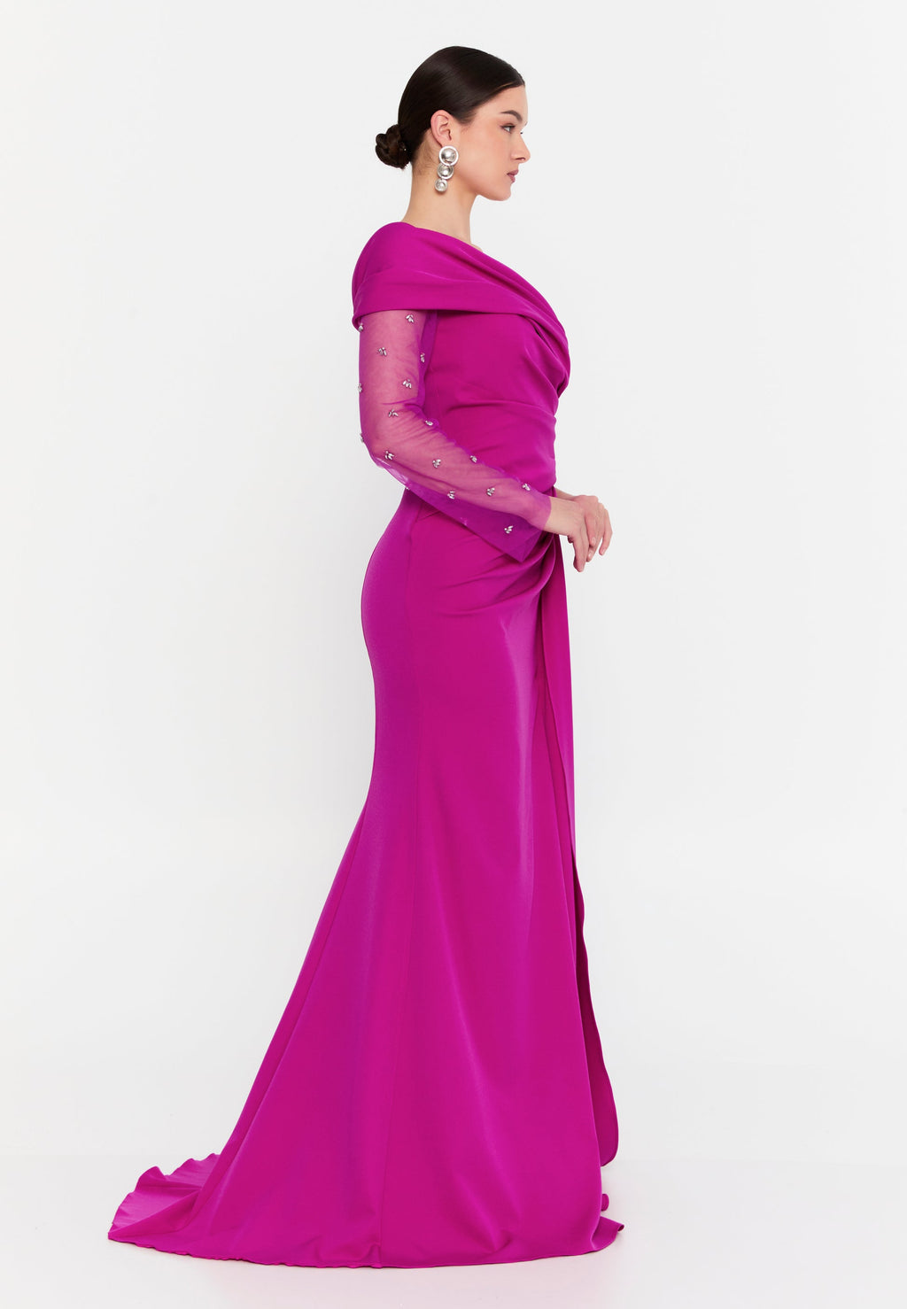 Rochie eleganta fucsia model unic