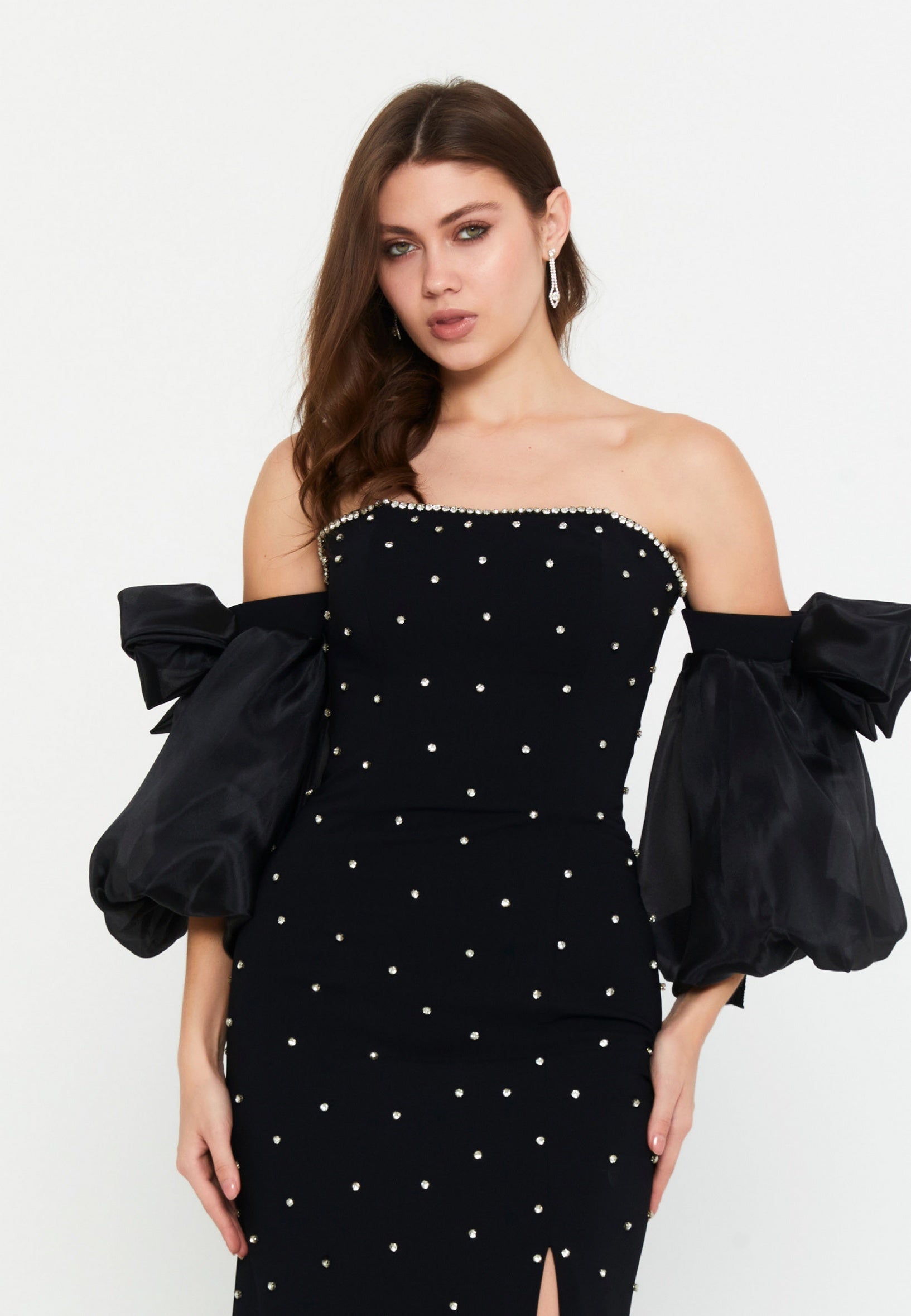 Rochie de seara eleganta neagra cu maneci bufante Wendy