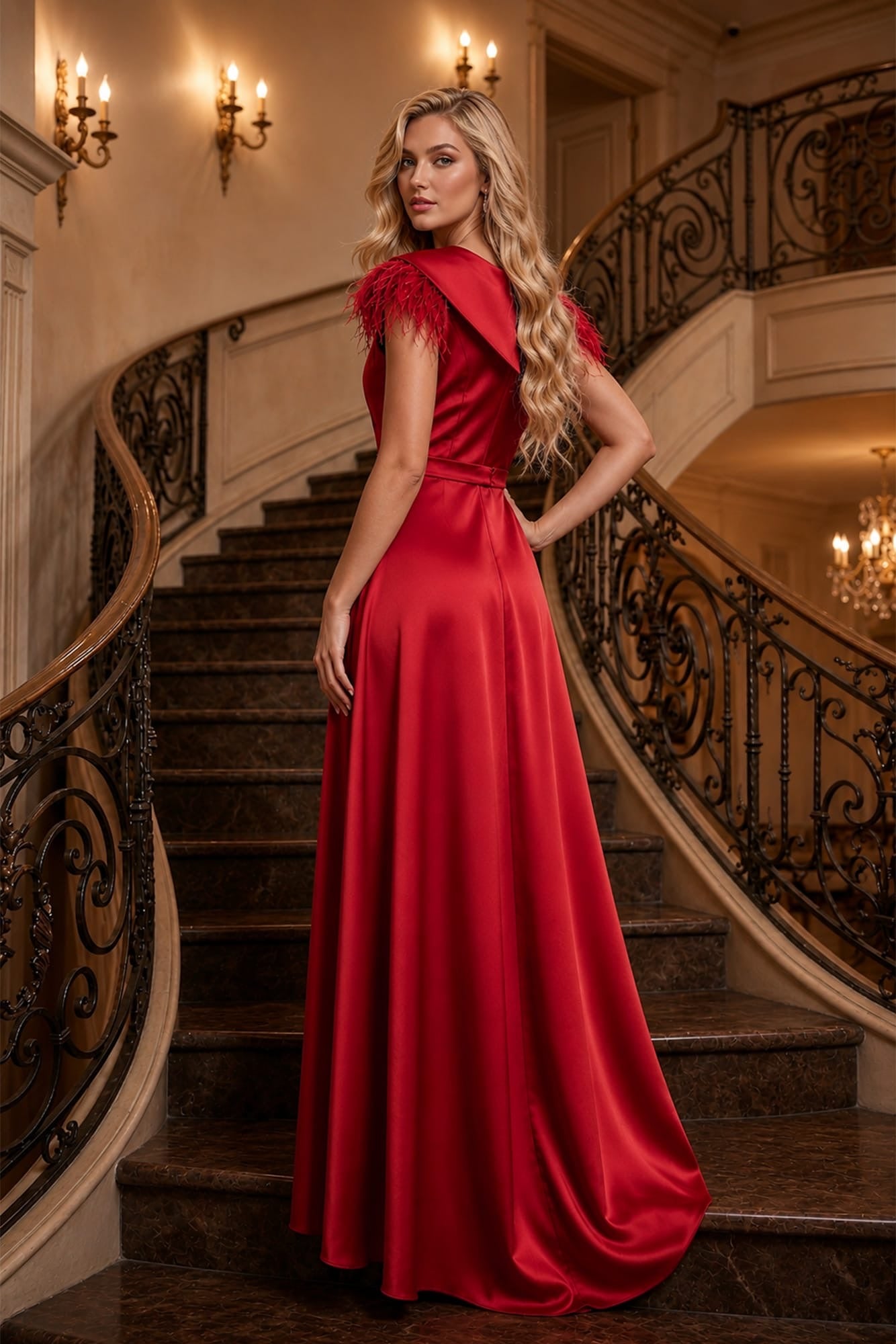 Rochie eleganta rosie din tafta satinat