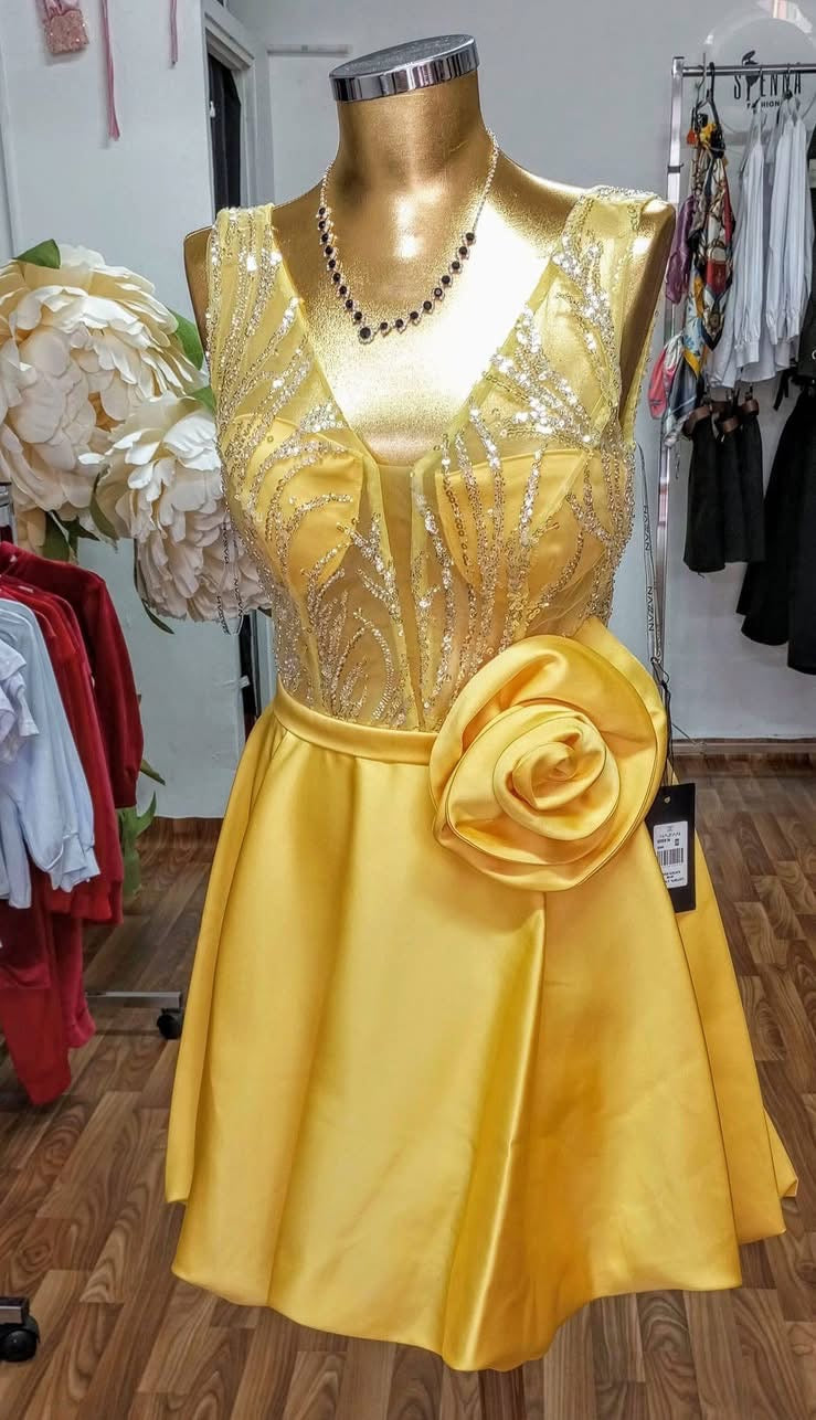 Rochie cocktail galbena mini Chelsea