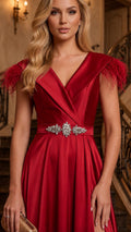 Rochie eleganta rosie din tafta satinat