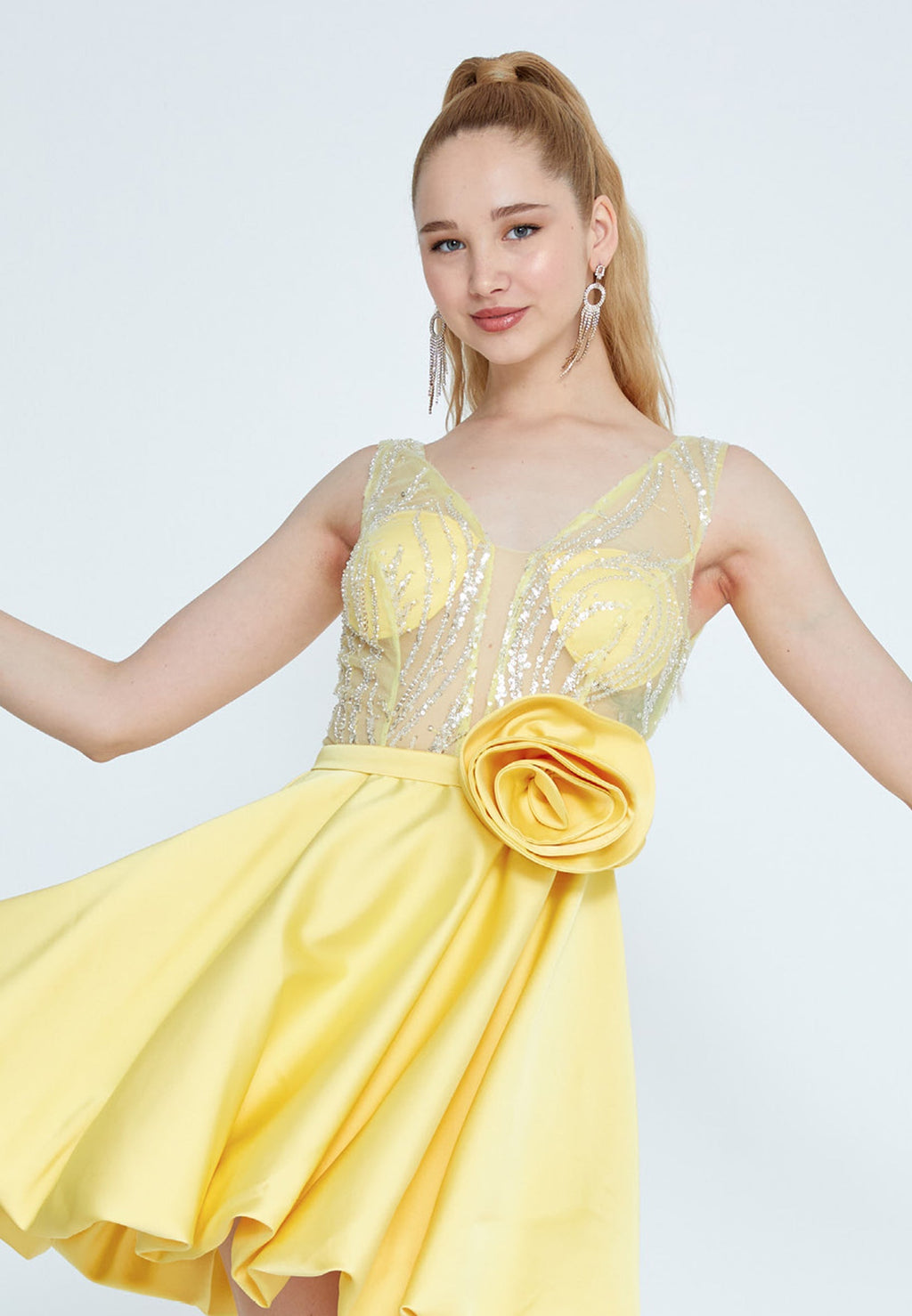 Rochie cocktail galbena mini Chelsea