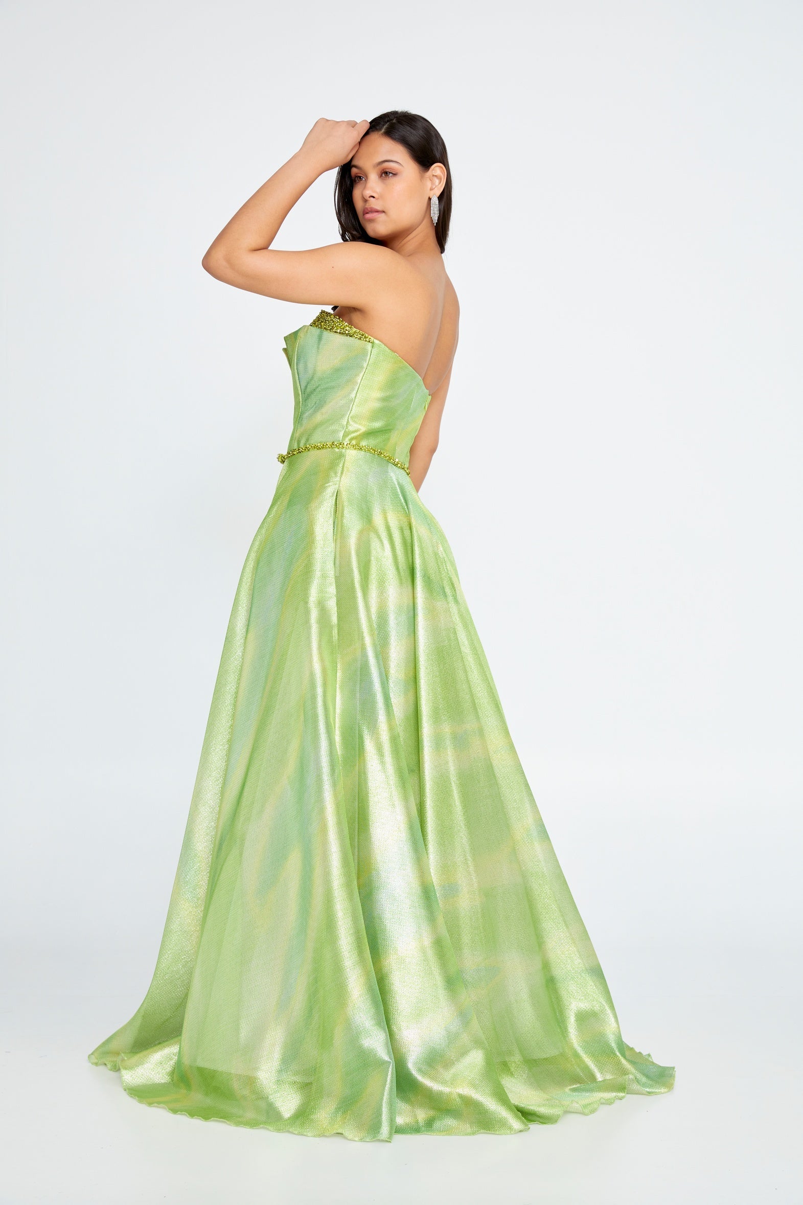 Rochie de seara eleganta, verde iridescent model unic Tina