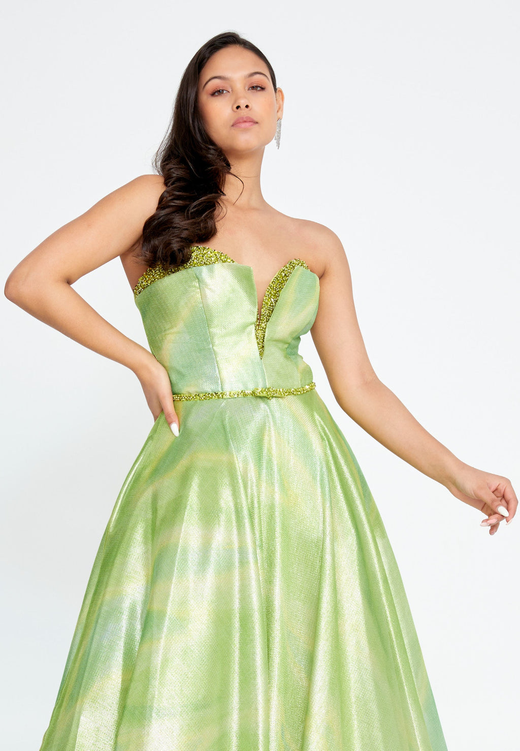 Rochie de seara eleganta, verde iridescent model unic Tina