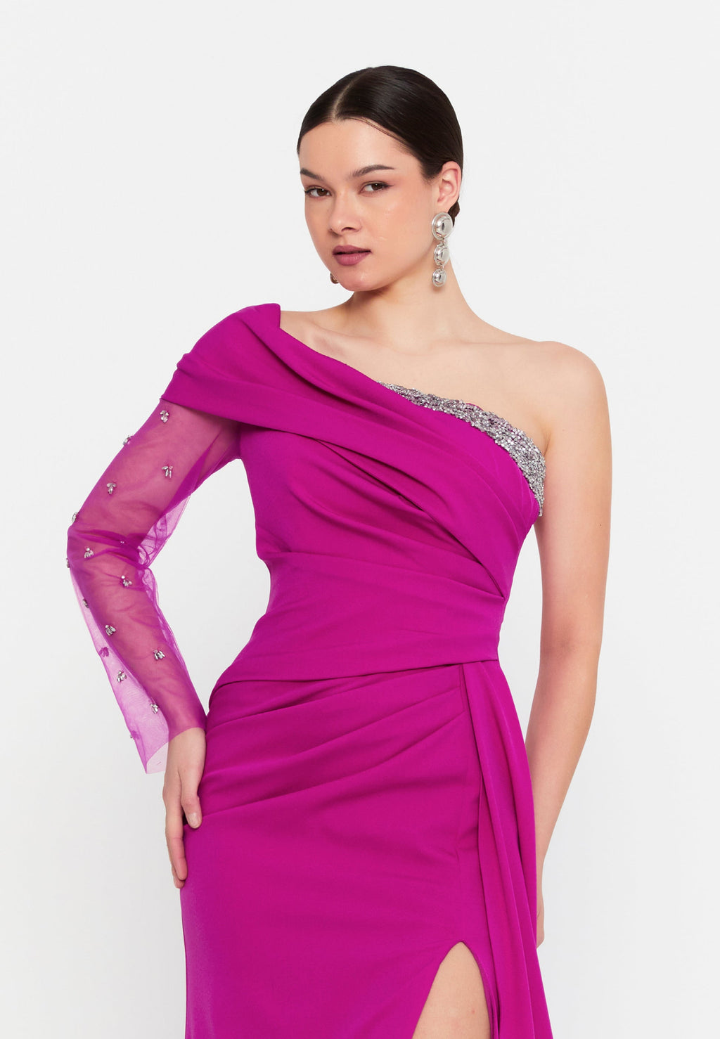 Rochie eleganta fucsia model unic