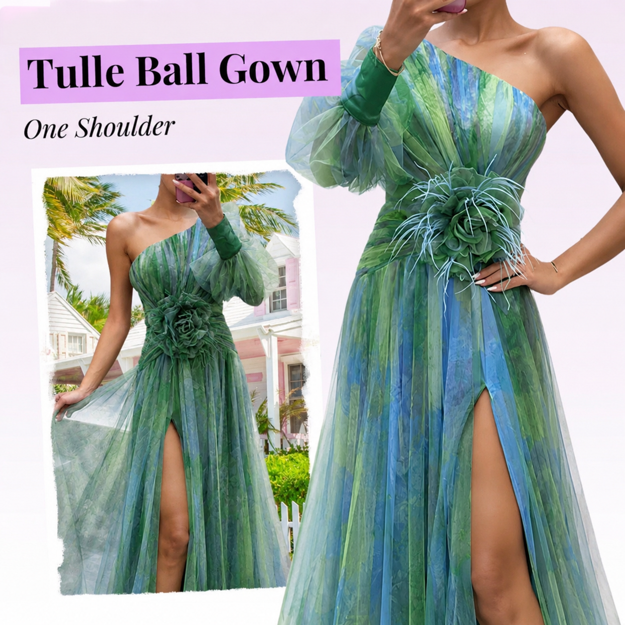 Rochie de ocazii vaporoasă colorată