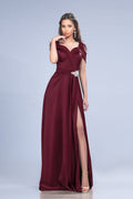 Rochie eleganta burgundy maxi Zela