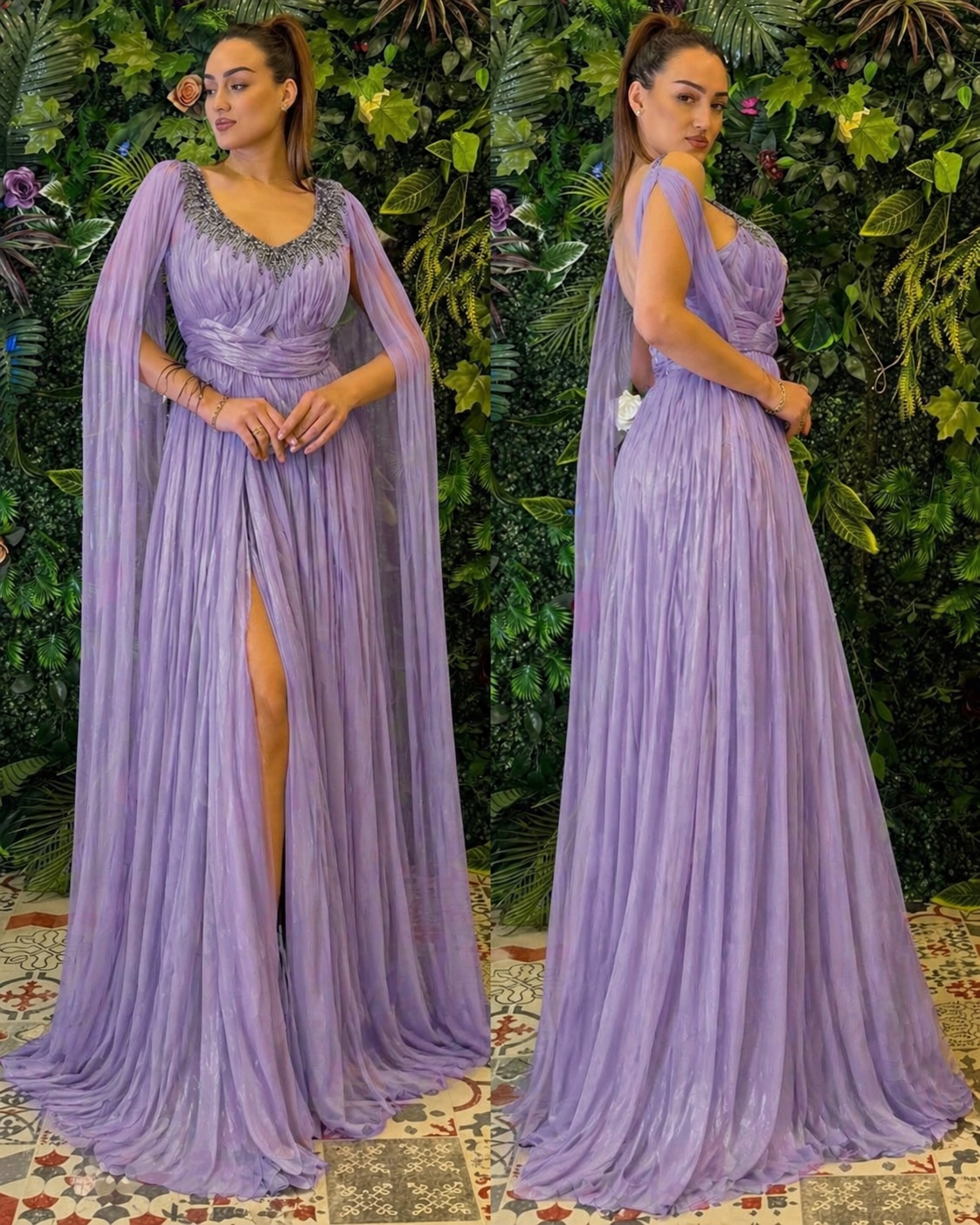 Rochie eleganta de ocazii cu cape mov