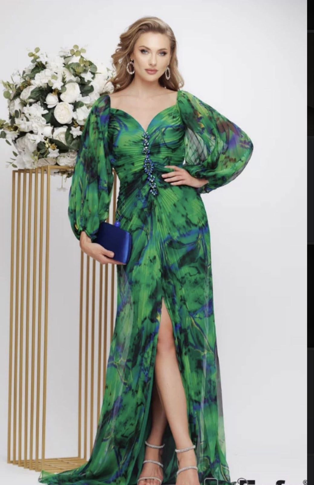 Rochie eleganta verde cu mâneci Molly