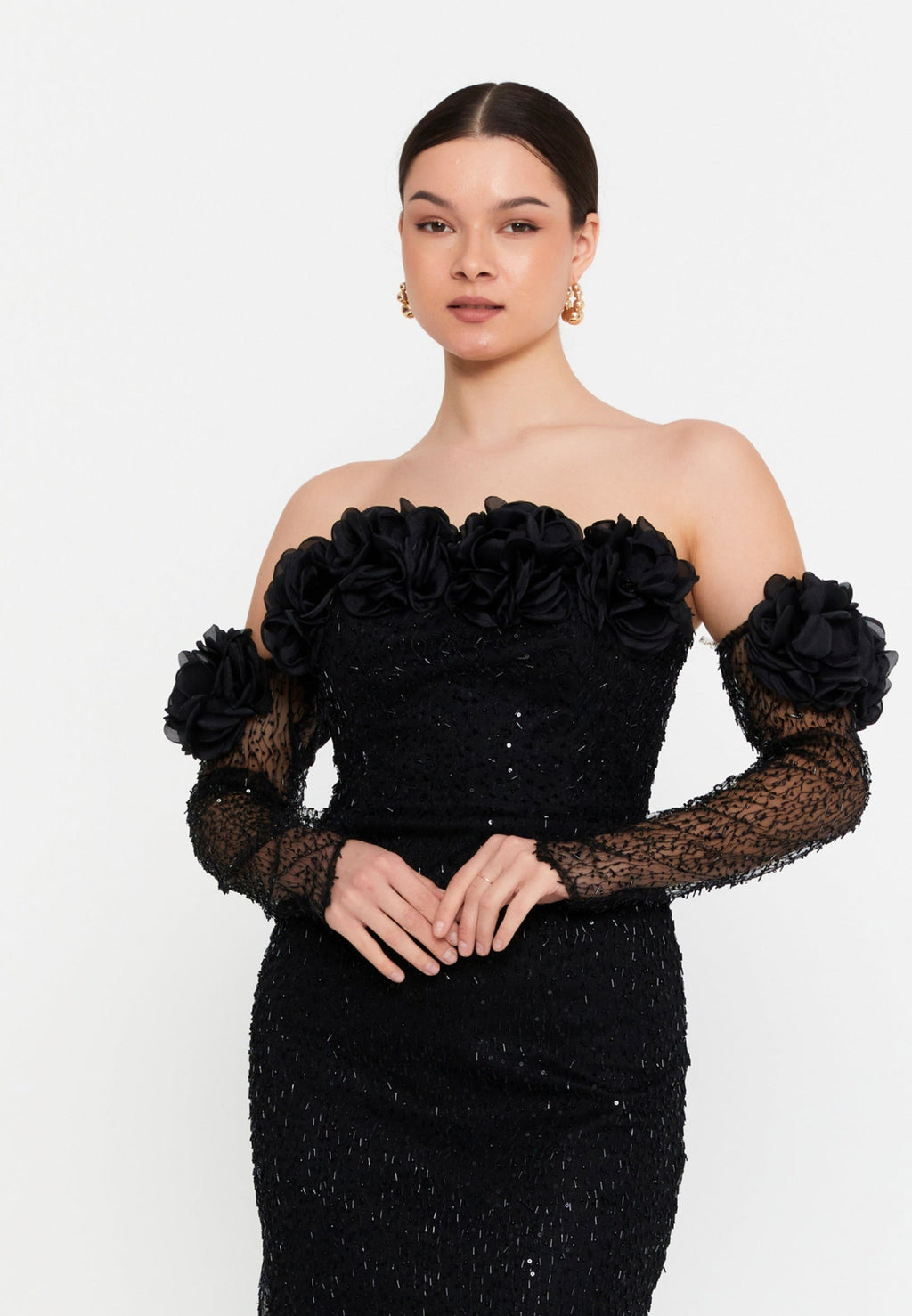 Rochie tip bijuterie cu flori 3D Nessa